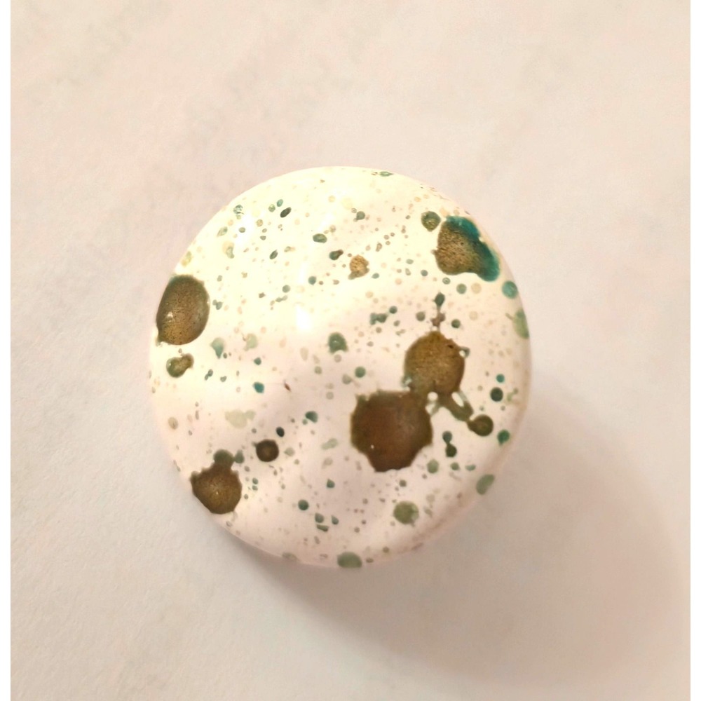 Vintage Speckled Clip-On Earring Gold-Tone Round White Green Single Replacement